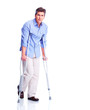 Man with crutch.