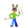 Easter bunny with Easter hymns, vector