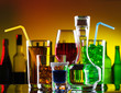 Different alcohol drinks and cocktails on bar Different alcohol drinks and cocktails on bar