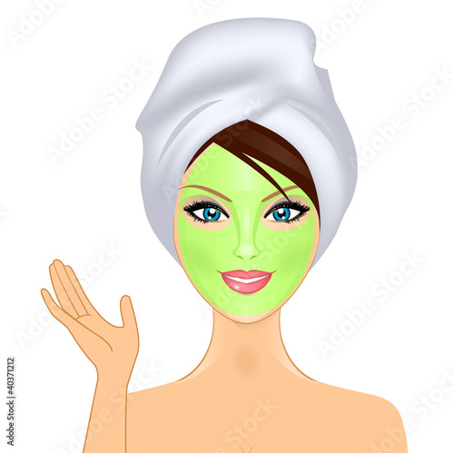 Vetor: Vector illustration of woman with facial mask Vector illustration of woman with facial mask