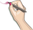 Vektor: Hand using stylus draws a brush sketch Hand using stylus draws a brush sketch
