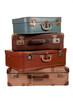Pile of old suitcase on white backgroud