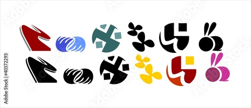 Illustration: Different type and colour elements icon Different type and colour elements icon