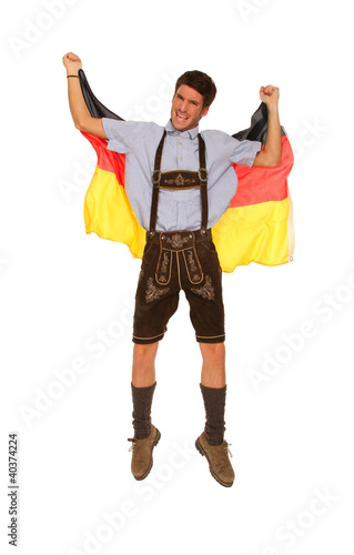 Photo: Mann mit deutscher Fahne Mann mit deutscher Fahne