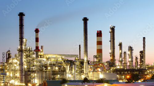 Photo: Oil refinery at twilight Oil refinery at twilight