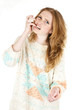 Young smiling happy woman portrait on white.