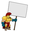 Tough Spartan or Trojan holding sign board