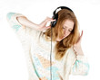 woman with headphones listening to music woman with headphones listening to music