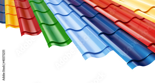Photo: Color Metal Roof Tile on a white background Color Metal Roof Tile on a white background