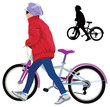 Small girl walking with bike Small girl walking with bike