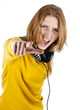 woman with headphones listening to music woman with headphones listening to music