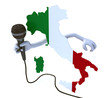 Italy with hands and microphone Italy with hands and microphone