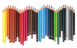 Color pencils over white background