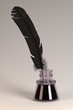 3d render of quill with inkpot