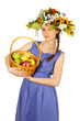 Foto: eautiful girl with flowers and apples eautiful girl with flowers and apples