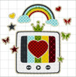 Illustrations patchwork of retro tv color screen rainbow
