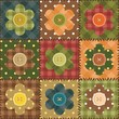 patchwork background with flowers and buttons