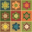 patchwork background with flowers and buttons
