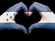 Heart and love gesture by hands colored in honduras flag for tou Heart and love gesture by hands colored in honduras flag for tou