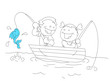 Vector: Cartoon Kids Enjoying Cartoon Kids Enjoying