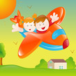 Happy Kids in Plane