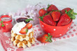 Waffle with strawberries