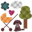 set with scrapbook objects