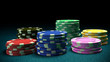 Set of Casino chips blue table Set of Casino chips blue table