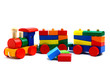 Colorful toy train isolated on white background