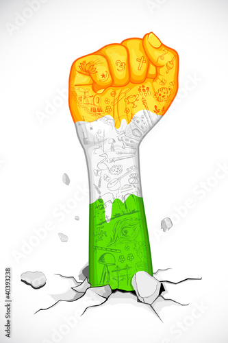 Vektor: Fist in Indian Tricolor Fist in Indian Tricolor