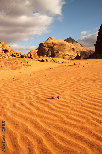 Photo: Sand pattern in Wadi Rum desert, Jordan Sand pattern in Wadi Rum desert, Jordan