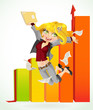 Vector: Business lady happy by the fact that the reports Business lady happy by the fact that the reports