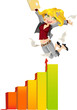 Vector: Business lady happy by the fact that the records deposited Business lady happy by the fact that the records deposited