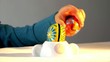 Kids playing Easter eggs close-up