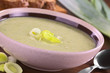 Fresh homemade leek soup (Selective Focus) Fresh homemade leek soup (Selective Focus)