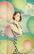 art collage with beautiful woman in tulips