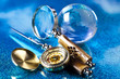 Travelling, magnifying glass and globe