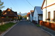 Village street at the sunset