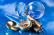 Travelling, magnifying glass and globe