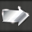 Arrow sign on a metal background.