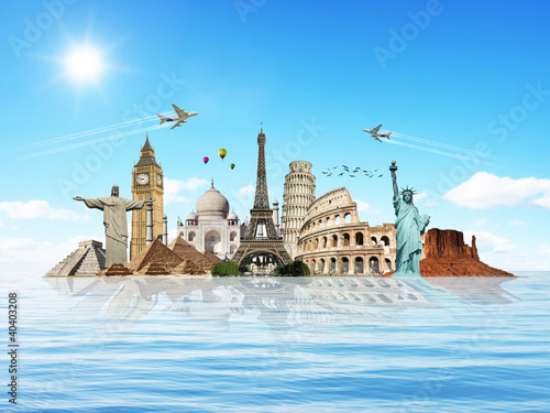 Fototapeta na wymiar Travel the world monuments concept 8