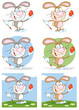 Happy Rabbit Painting Easter Egg Different Color.Collection Happy Rabbit Painting Easter Egg Different Color.Collection