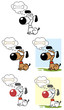 Cute Dog Dreaming About A Bone. Vector Collection Cute Dog Dreaming About A Bone. Vector Collection