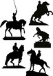 set of horseman statues isolated on white