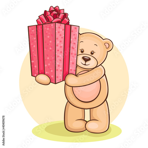 Illustration: teddy gives present teddy gives present