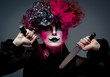 woman mime with knife