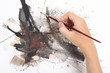man hand painting abstract picrure