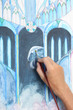 man hand painting abstract gothic style picture
