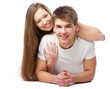 Young couple isolated on white background