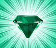 Diamond on a green background. Vector